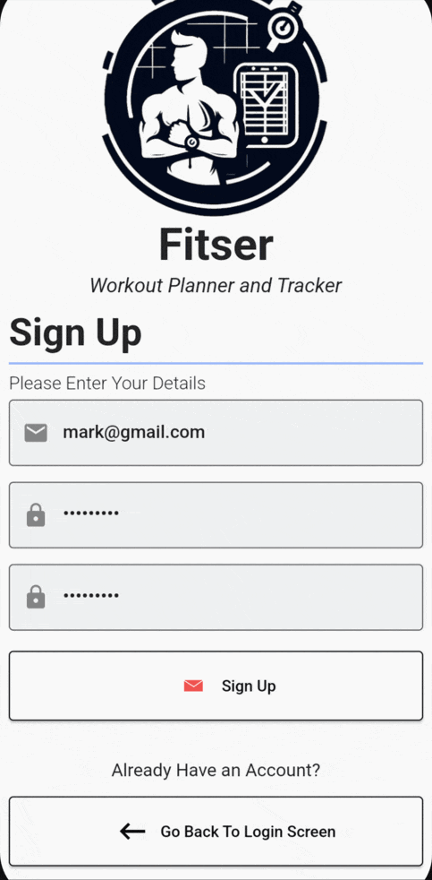 gif image demo of fitster app